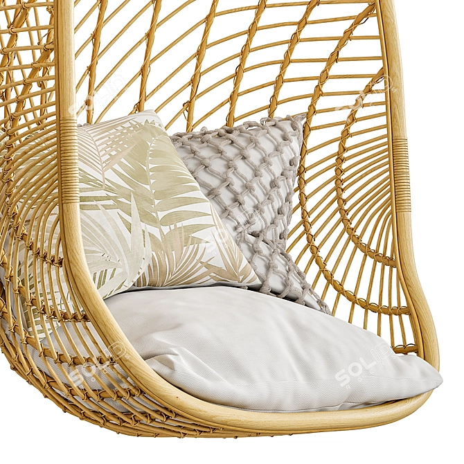 Organic Rattan Cocoon Chair 3D model image 5