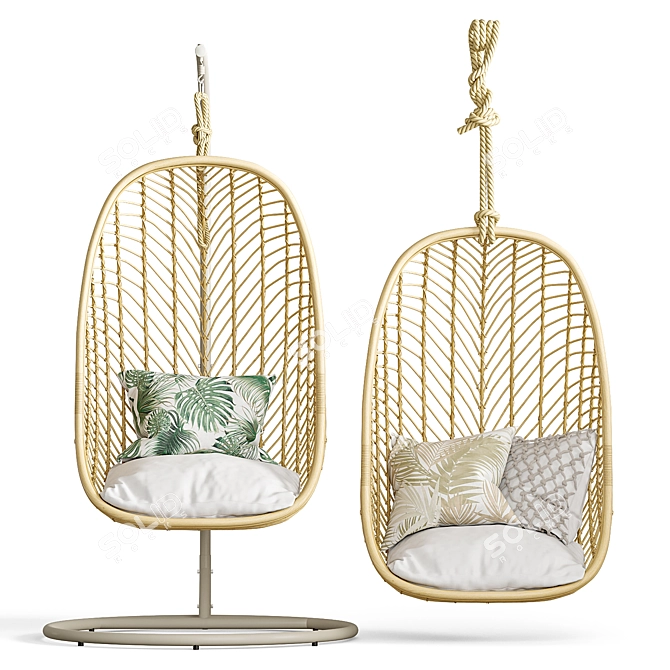 Organic Rattan Cocoon Chair 3D model image 7