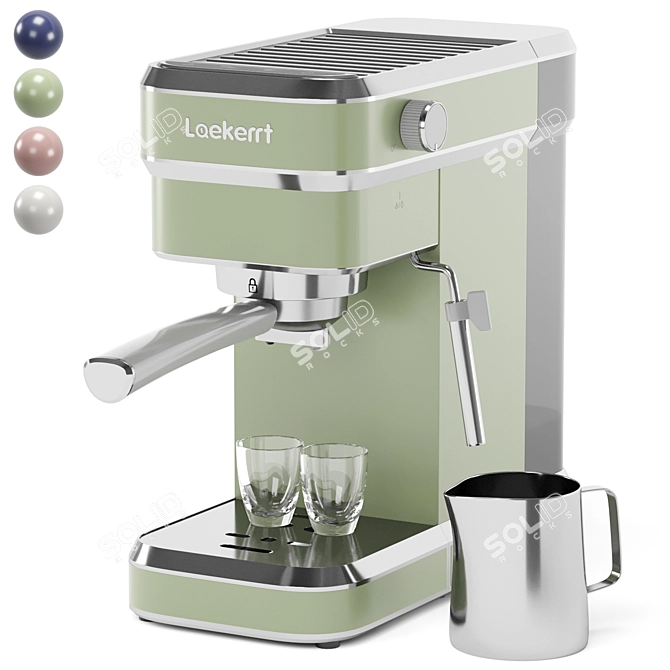 Retro Home Espresso Machine Green 3D model image 2