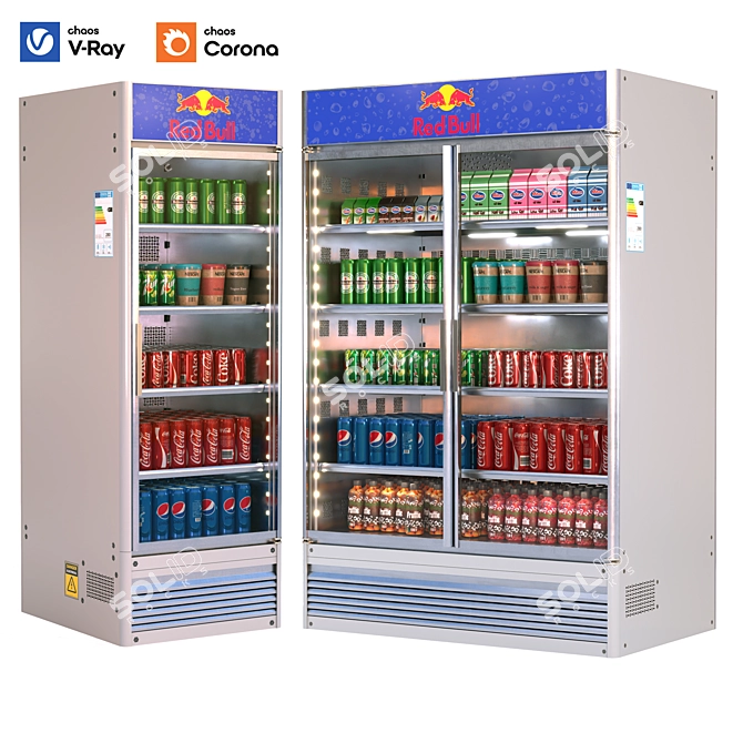 Supermarket-Ready Commercial Display Refrigerator 3D model image 1