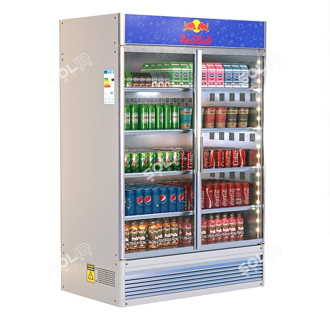 Supermarket-Ready Commercial Display Refrigerator 3D model image 8