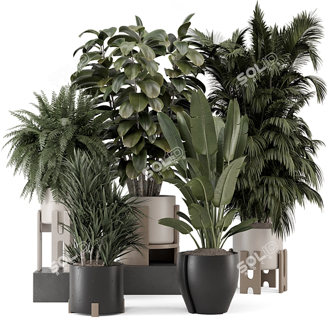 Modern Concrete Pot Set 1569 3D model image 1