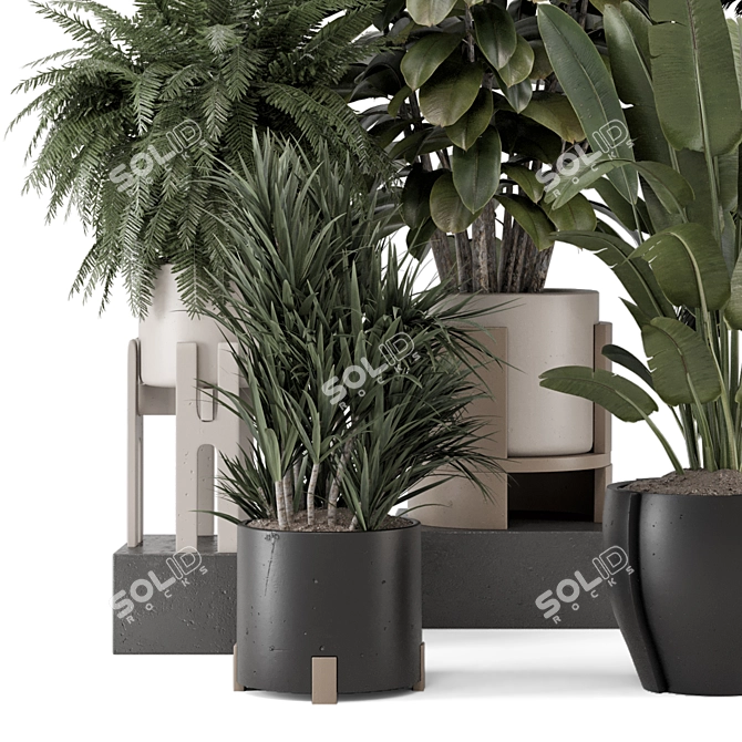 Modern Concrete Pot Set 1569 3D model image 2
