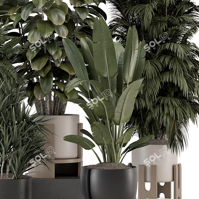 Modern Concrete Pot Set 1569 3D model image 5