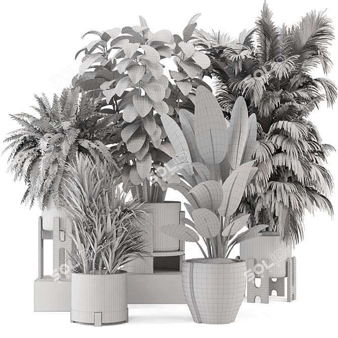 Modern Concrete Pot Set 1569 3D model image 7