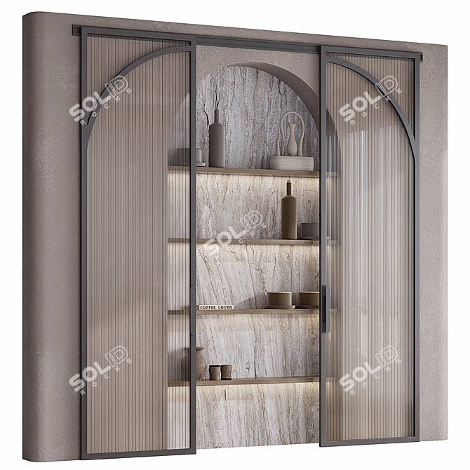 Arc Sliding Doors Decorative Panel 3D model image 1