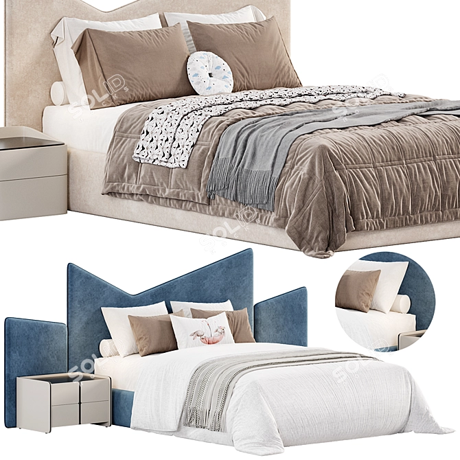 Vitset MMM Bed: Sleek Design 3D model image 1