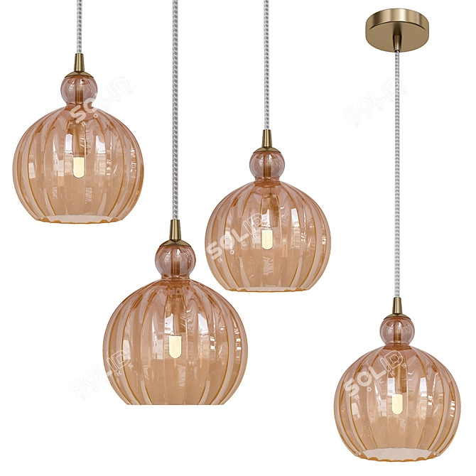 Elegant Amber Pendant Light 3D model image 1