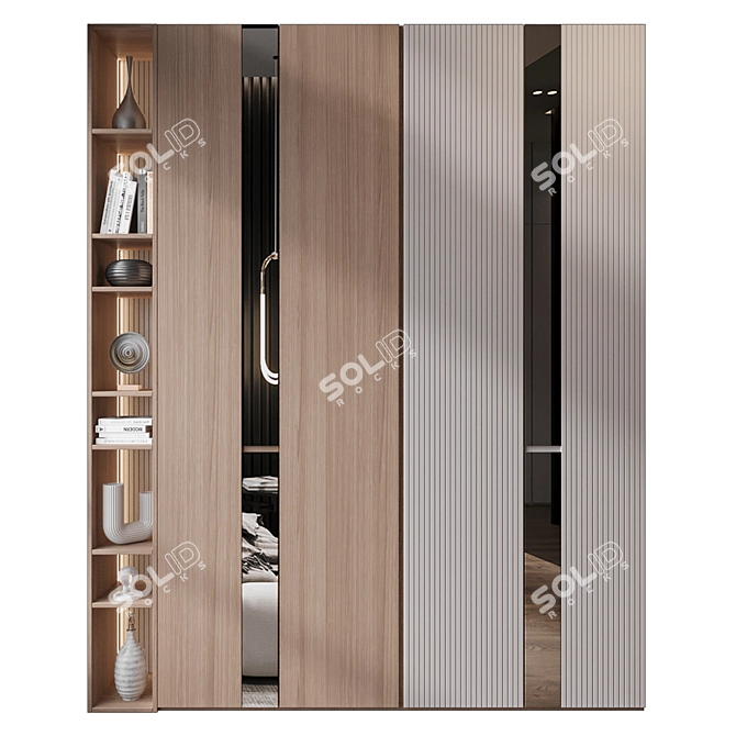 Elegant Wood Bookshelf GHS-2403 3D model image 1