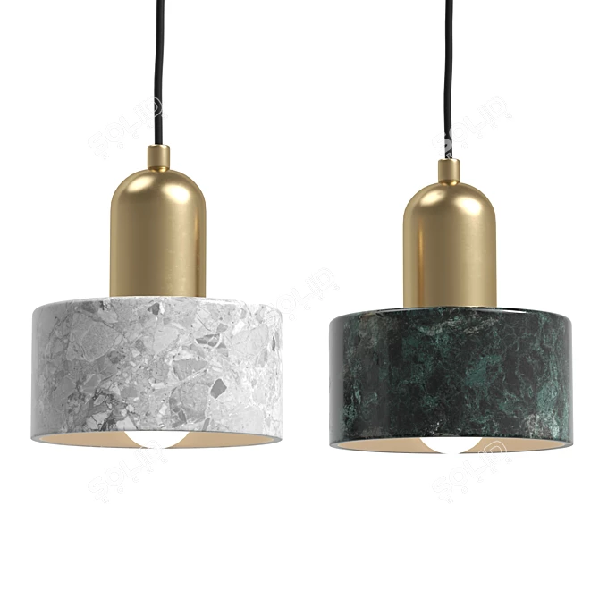 Marble Gold Pendant Lights 3D model image 1