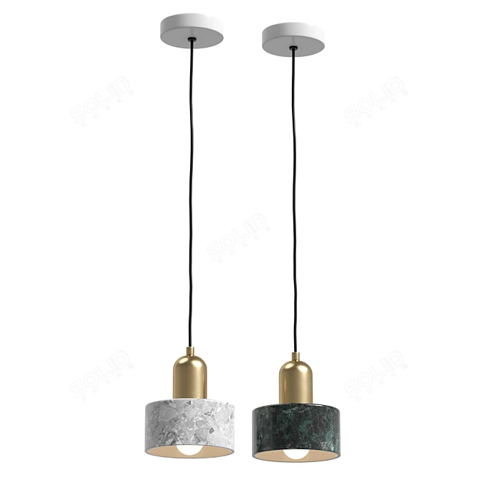 Marble Gold Pendant Lights 3D model image 2