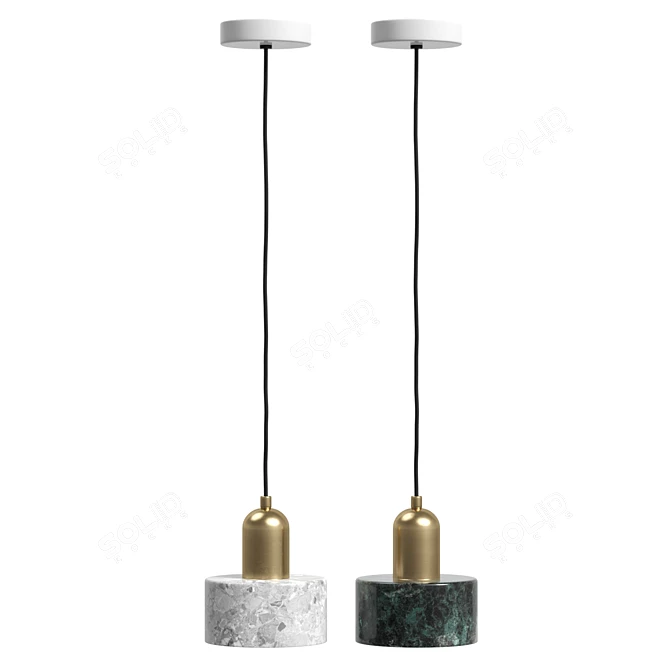 Marble Gold Pendant Lights 3D model image 3