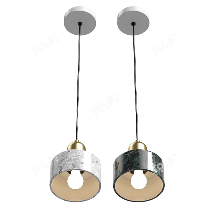 Marble Gold Pendant Lights 3D model image 4
