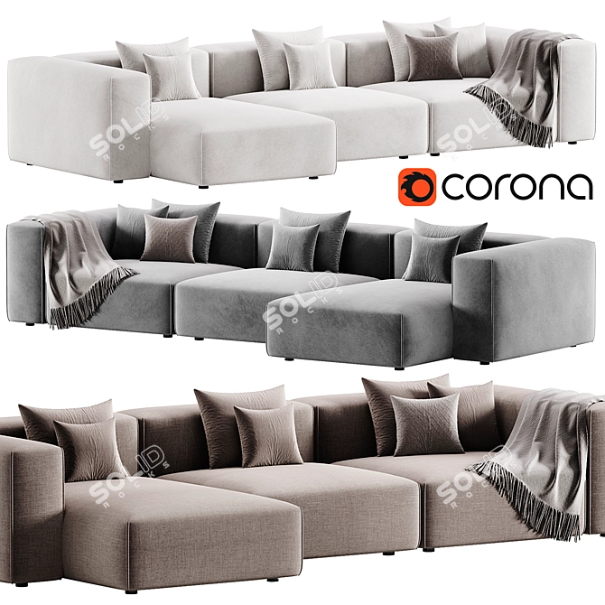 Modern Corner Sofa Moroso Collection 3D model image 2