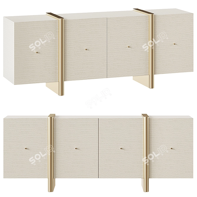 Lacquered White Linen Credenza 3D model image 1