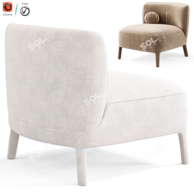 Febo Low Armchair, Modern Elegance 3D model image 2