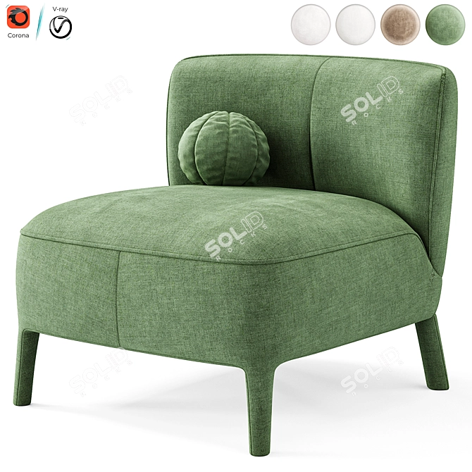 Febo Low Armchair, Modern Elegance 3D model image 6