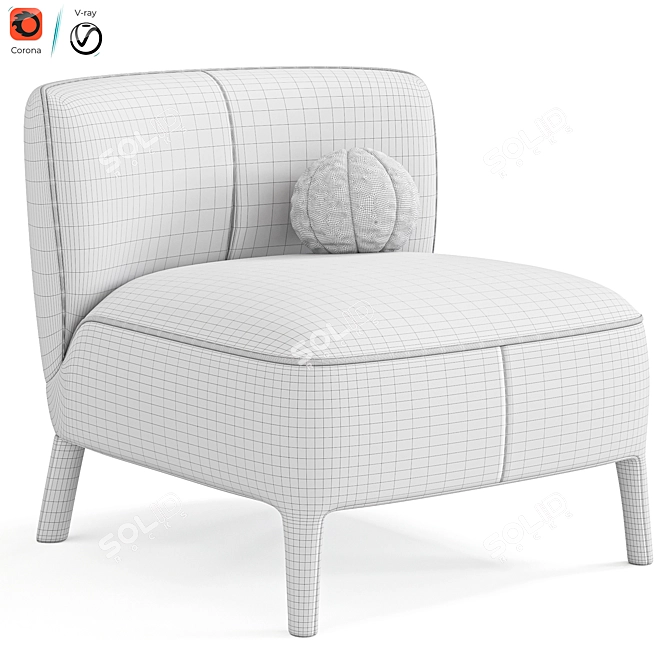 Febo Low Armchair, Modern Elegance 3D model image 7