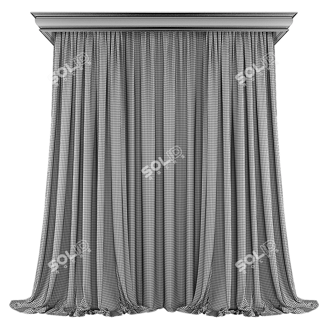 Elegant Geometric Patterned Curtains 3D model image 2