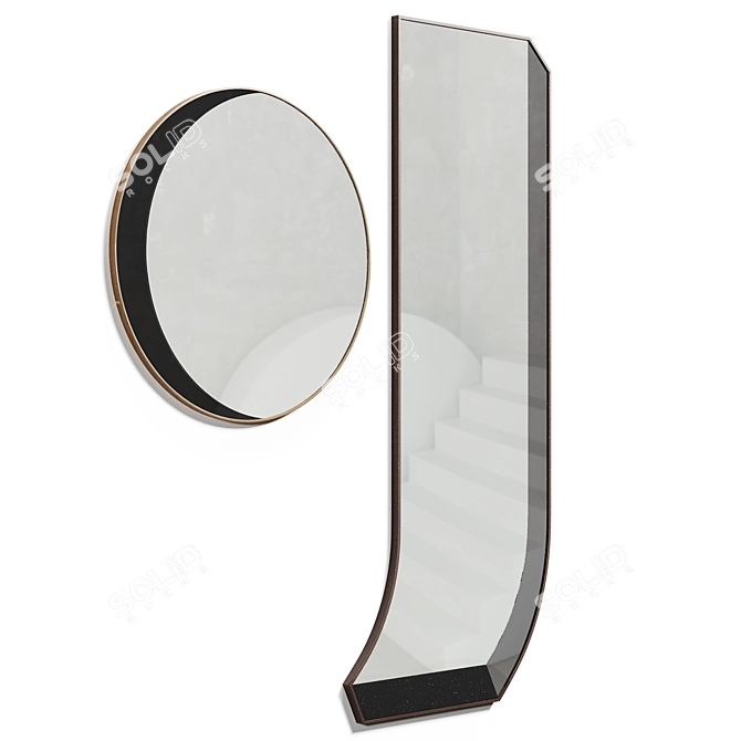 Modern Reflective Bower Mirror Duo 3D model image 1