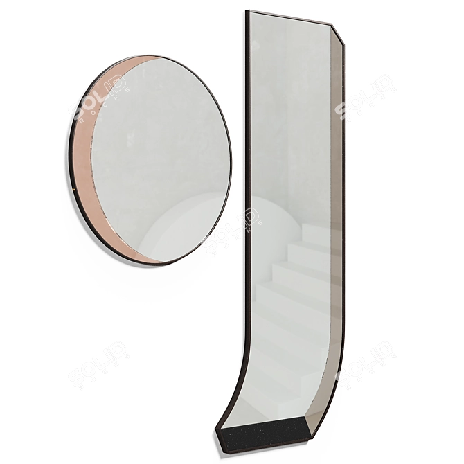 Modern Reflective Bower Mirror Duo 3D model image 5