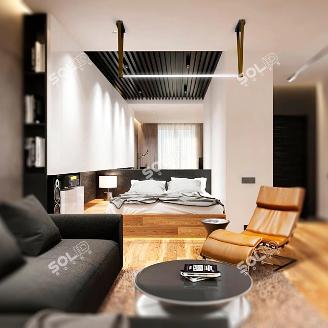 Stylish LED Pendant Light 3D model image 3