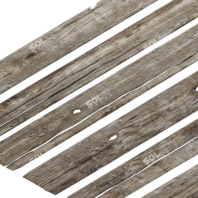 Vintage Wood Plank Set 12 3D model image 2