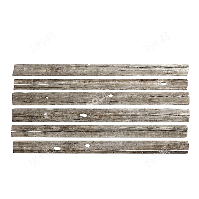 Vintage Wood Plank Set 12 3D model image 4