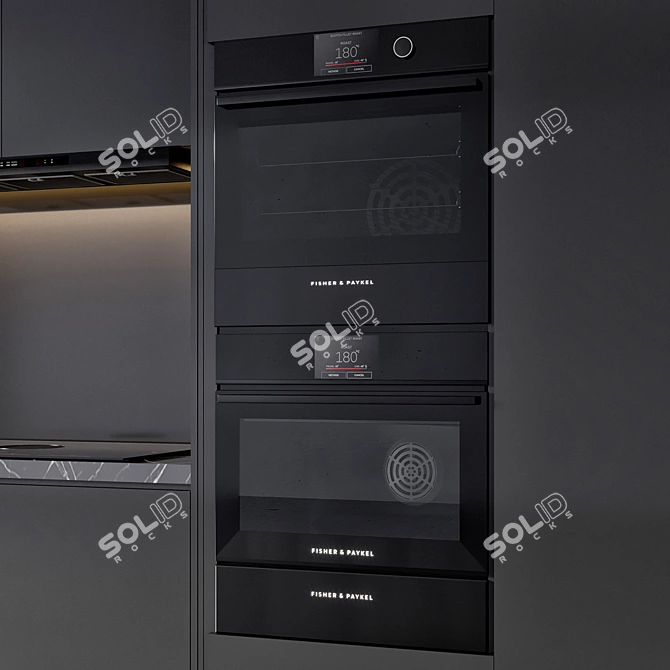 Minimalist Kitchen Set with Appliances 3D model image 3