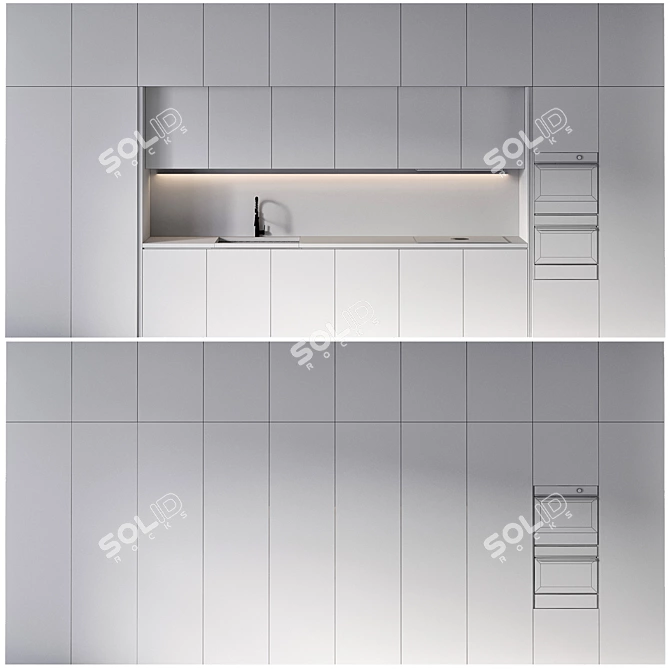 Minimalist Kitchen Set with Appliances 3D model image 6