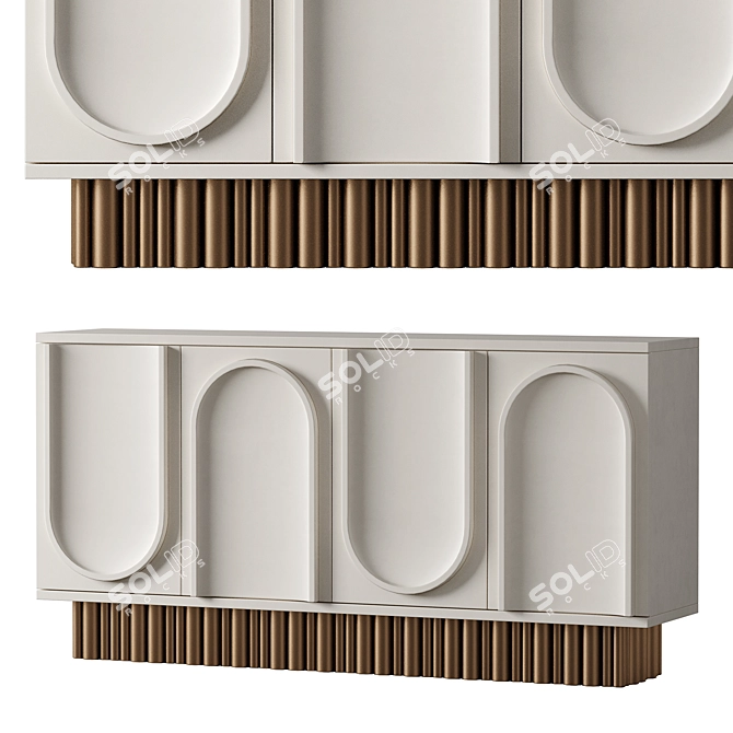 Arched Buffet Sideboard Cabinet 3D model image 3