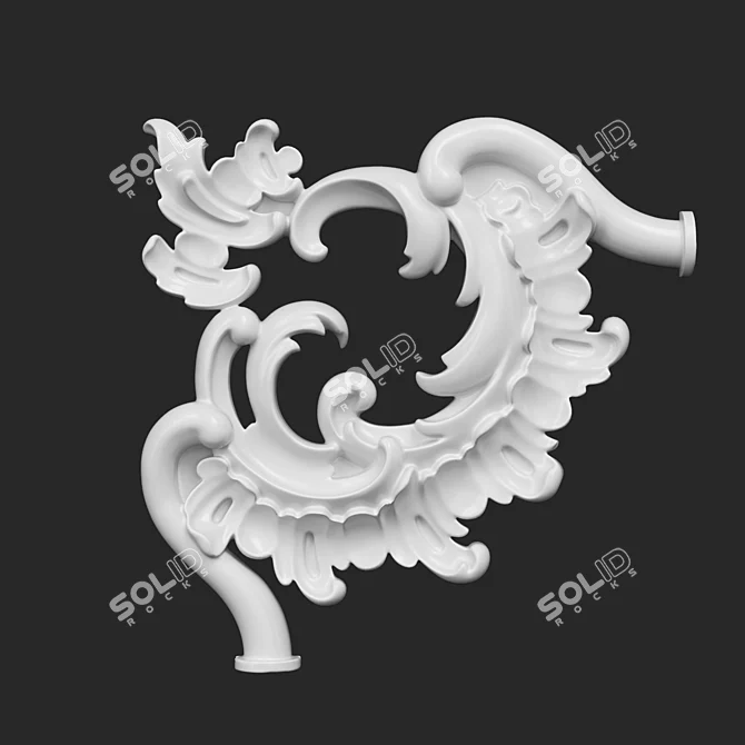 Rococo Corner Element 3D Model 3D model image 2