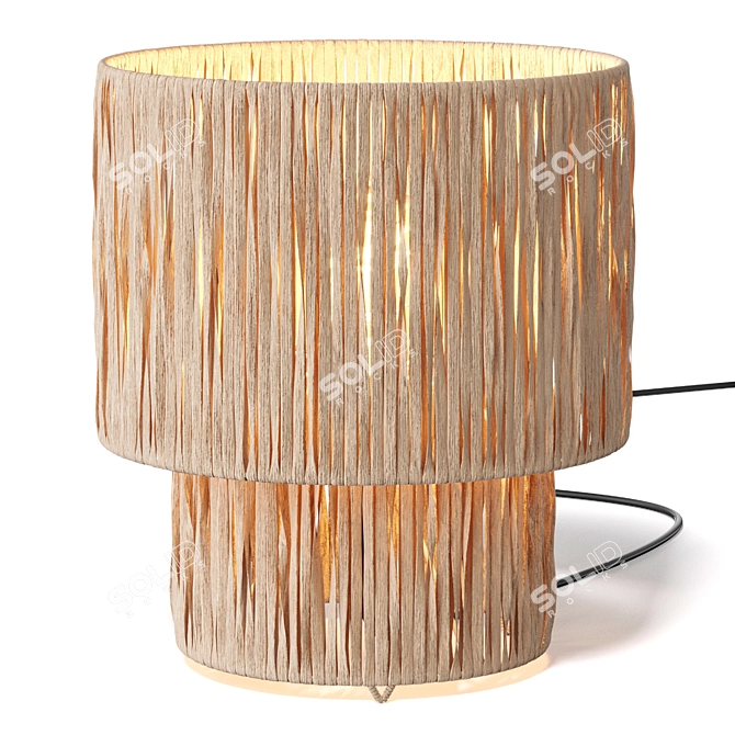 Eastern Style Rattan Table Lamp 3D model image 1