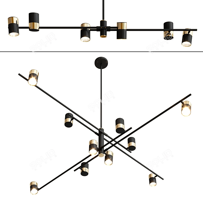 Modern Adjustable Spot Light Chandelier 3D model image 1