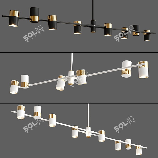 Modern Adjustable Spot Light Chandelier 3D model image 2