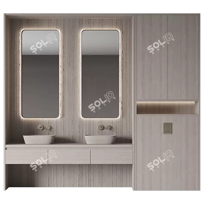 Modern Bathroom Furniture Set 3D model image 1