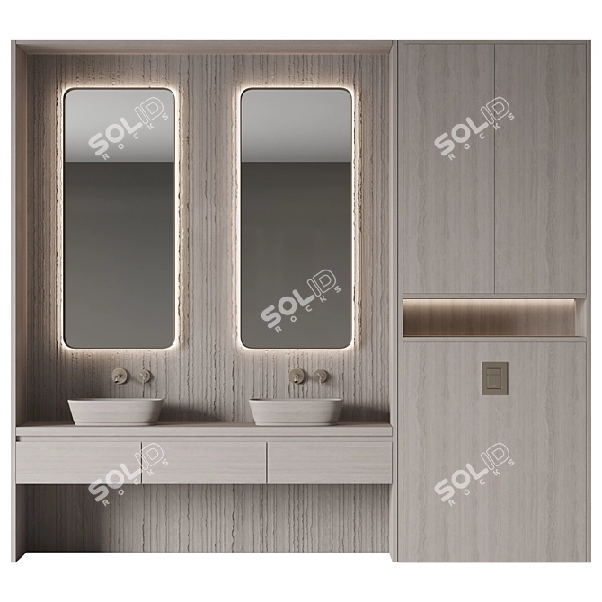 Modern Bathroom Furniture Set 3D model image 4