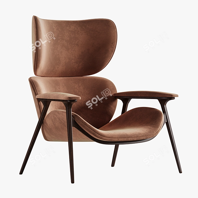 Elegant Khepri Armchair in Velvet 3D model image 1