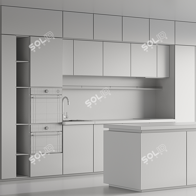 Modern Kitchen Island Cabinet Set 3D model image 4