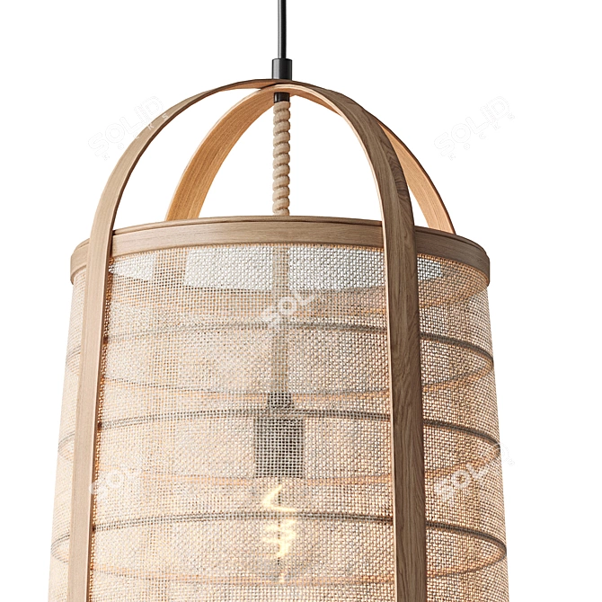 Jacinto Natural Rattan Pendant Suspension 3D model image 2
