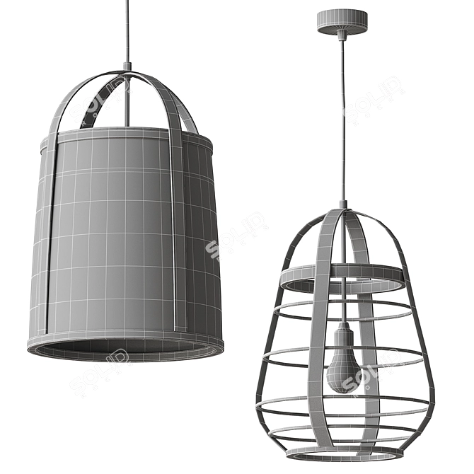 Jacinto Natural Rattan Pendant Suspension 3D model image 4