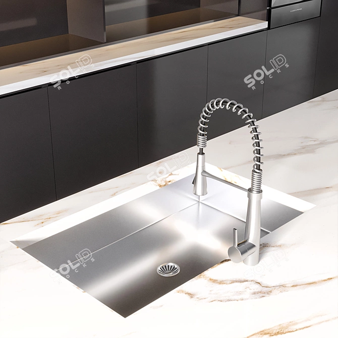  Minimalist Kitchen Set with Appliances 3D model image 5