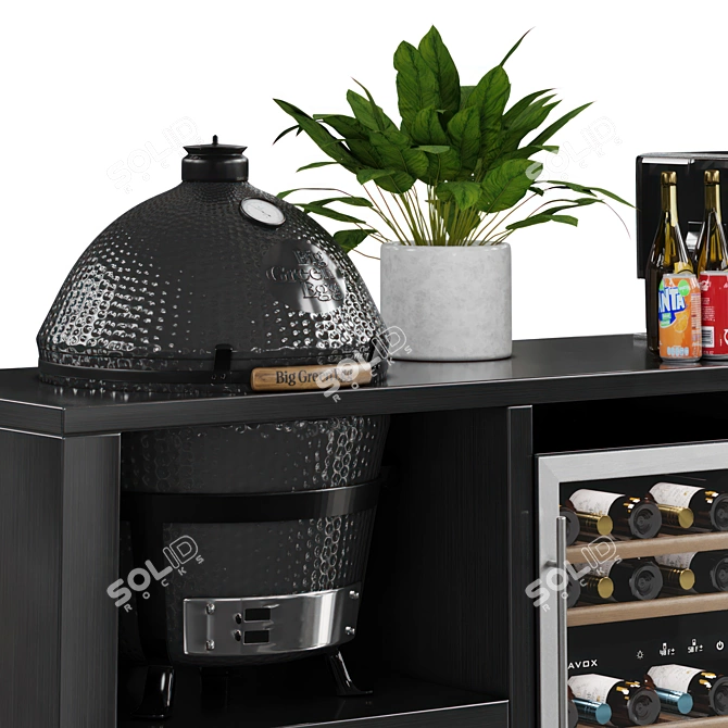 Outdoor Kitchen BBQ With Accessories 3D model image 4