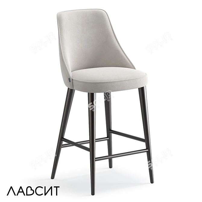 Modern Birch Bar Stool with Soft Seat 3D model image 1