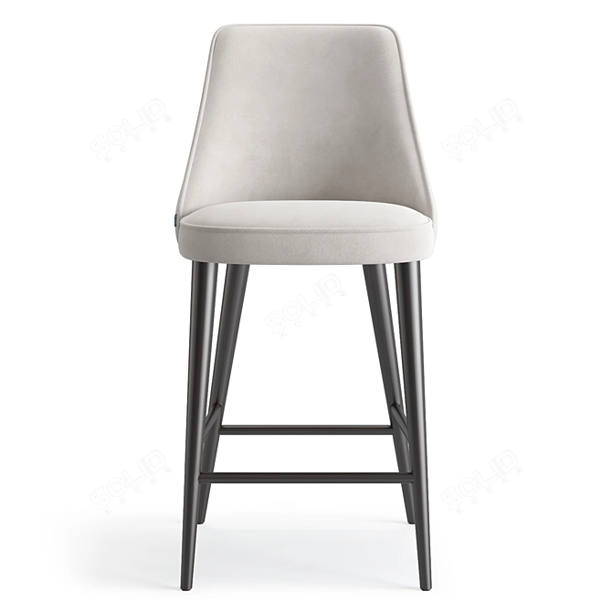 Modern Birch Bar Stool with Soft Seat 3D model image 2