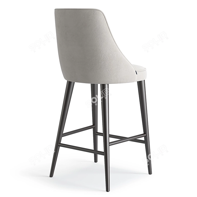 Modern Birch Bar Stool with Soft Seat 3D model image 4