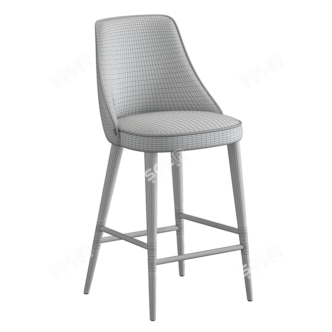 Modern Birch Bar Stool with Soft Seat 3D model image 5