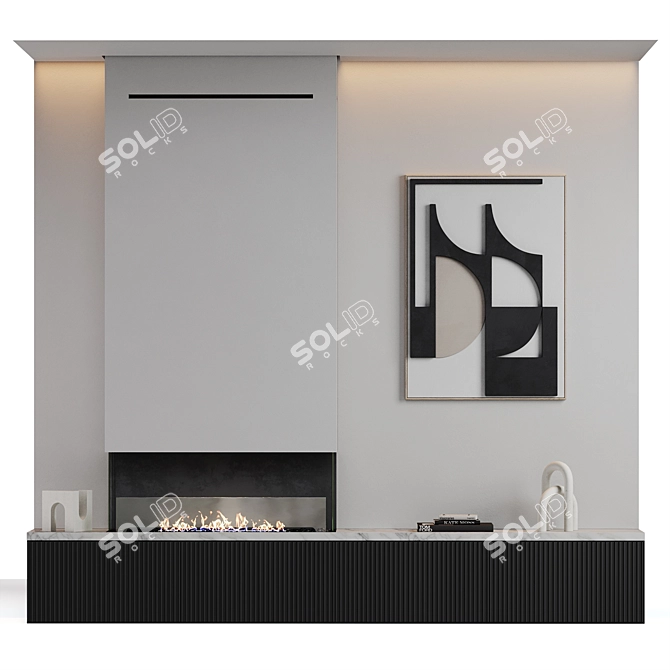 Modern Fireplace with Decor Elements 3D model image 1