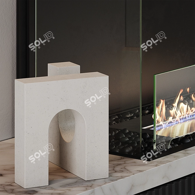 Modern Fireplace with Decor Elements 3D model image 4