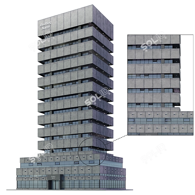 Modern Skyscraper Model Kit 3D model image 1